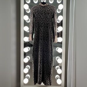Free People Black & Brown Long Leopard Print Sweater. Size XS. Extra Small.